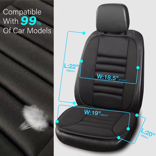 Black Car Seat Cushion Set (2 Pcs) – Soft, Ergonomic, Universal Fit with Fixed Buckles